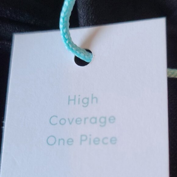 KONA SOL BLACK ASYMMETRICAL SHOULDER RUFFLE HIGH COVERAGE ONE PIECE SIZE 22 W - Picture 10 of 12